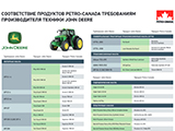 Листовка «Соответствие продуктов Petro-Canada требованиям производителя техники John Deere»